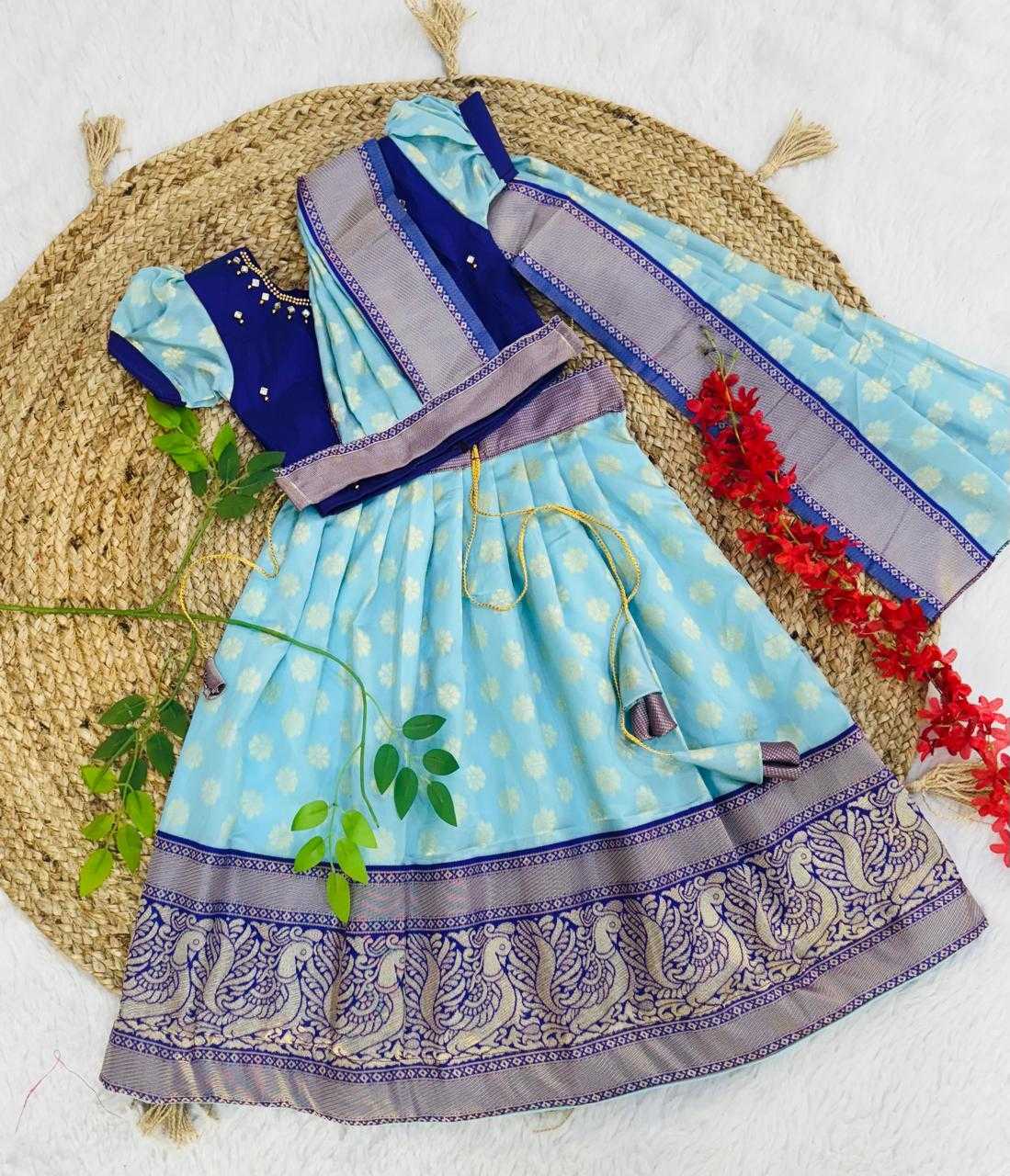 Ynf Kanjivaram Silk RIN235 PRATISHTHA Kids Wear Festive Collections Wholesale Kids Lehenga Choli Kids Festive Wear Baby Girl Lehenga Manufacturer- Kids Exports