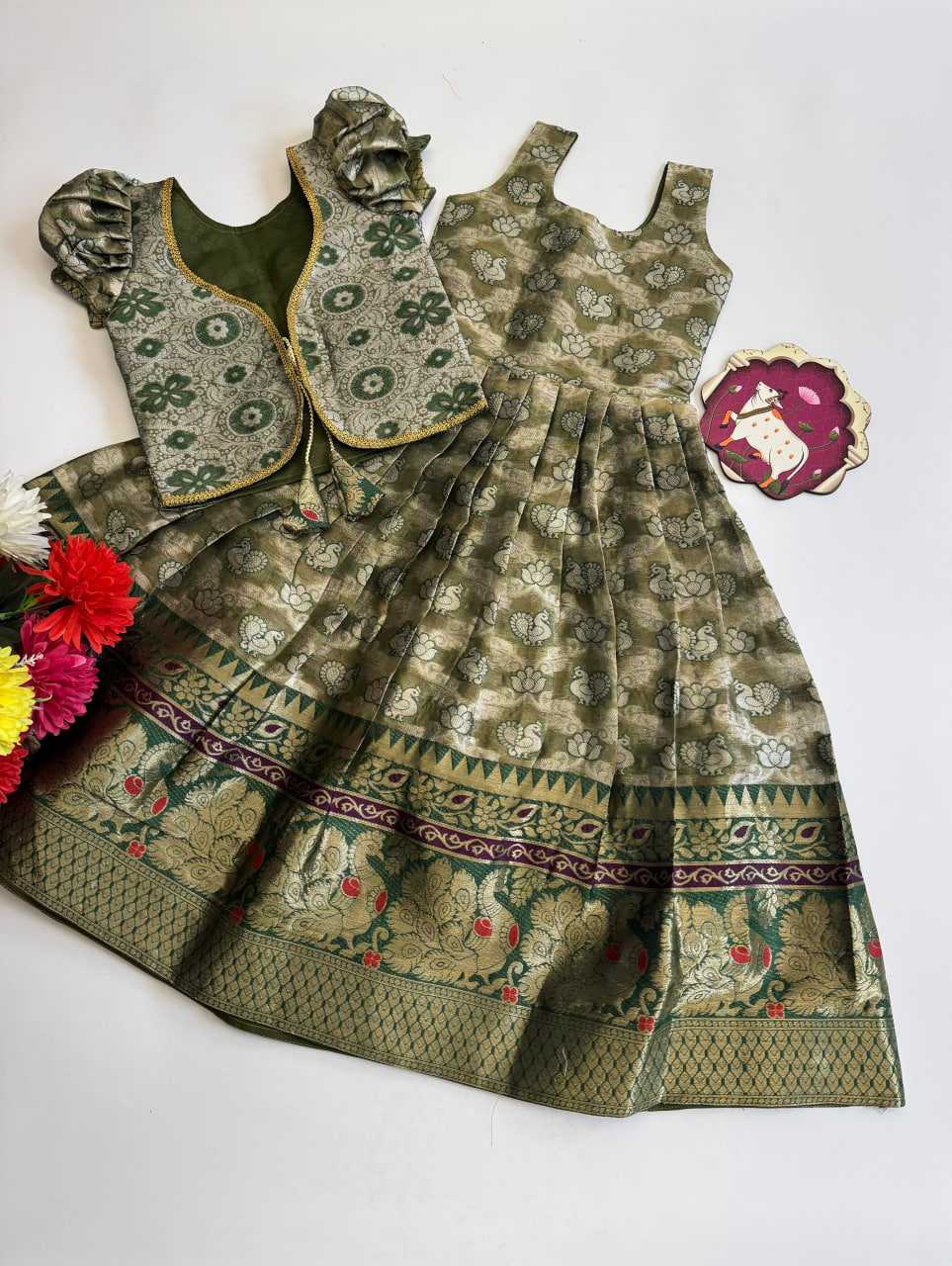 Ynf Kanjivaram Silk RIN235 SIYA Kids Wear Festive Collections Wholesale Kids Gown Ethnic Dresses For Kids Kids Festive Wear Manufacturer- Kids Exports