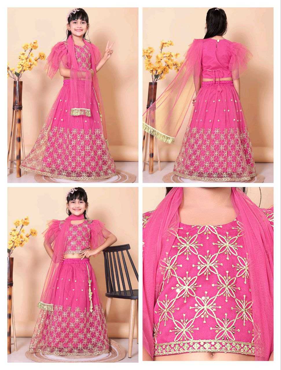 Ynf Net KESH461 189 Kids Wear Festive Collections Wholesale Kids Lehenga Choli Kids Festive Wear Kids Wedding Outfits Manufacturer- Kids Exports