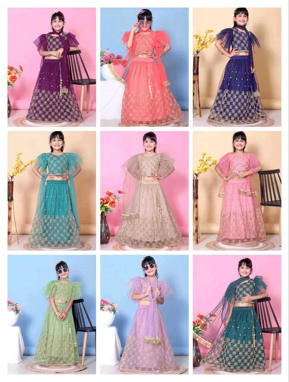 Ynf Net KESH461 189 Kids Wear Festive Collections Wholesale Kids Lehenga Choli Kids Festive Wear Kids Wedding Outfits Manufacturer- Kids Exports
