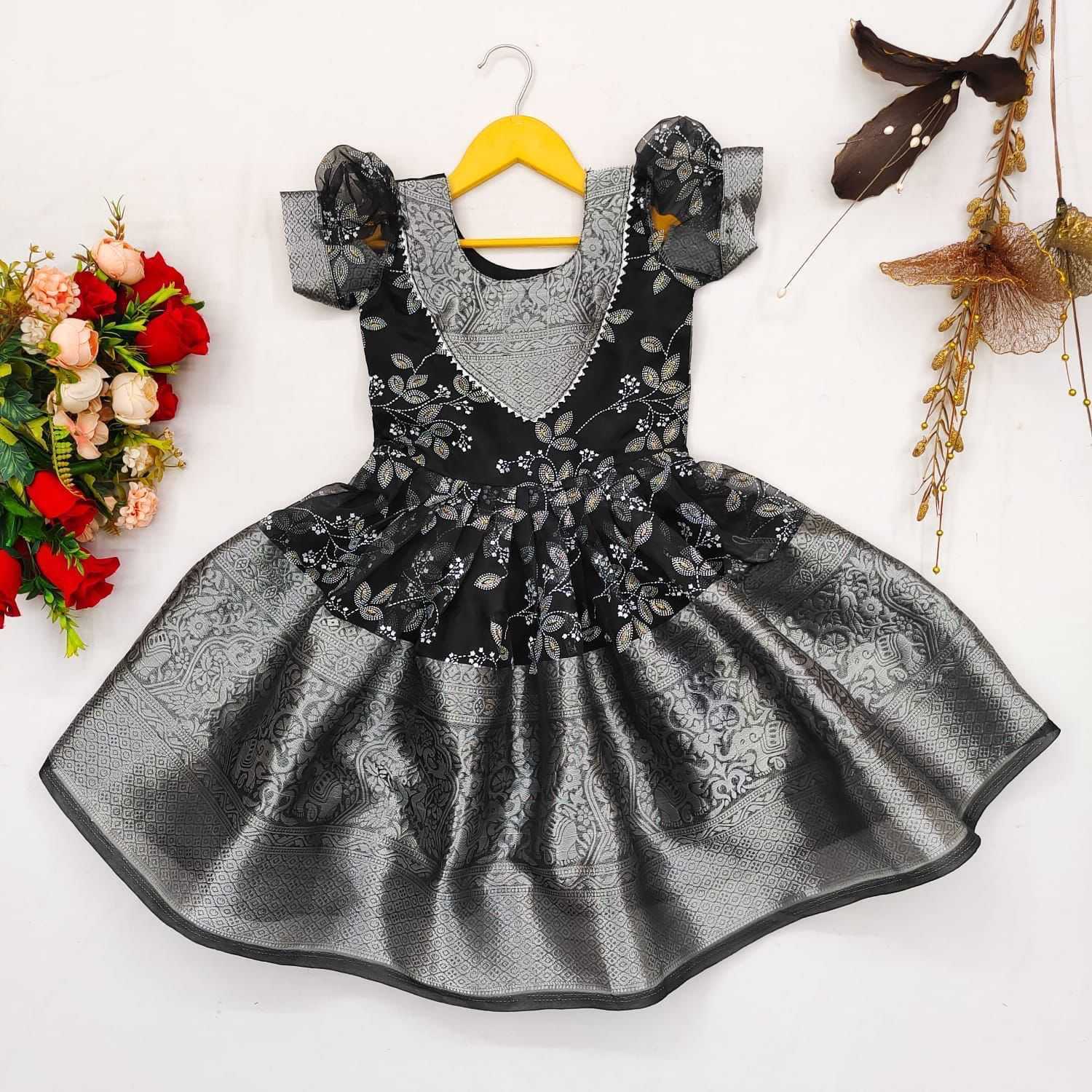 Ynf Organza RIN235 INSHA Kids Wear Wholesale Kids Frocks Embroidered Frock Manufacturer- Kids Exports