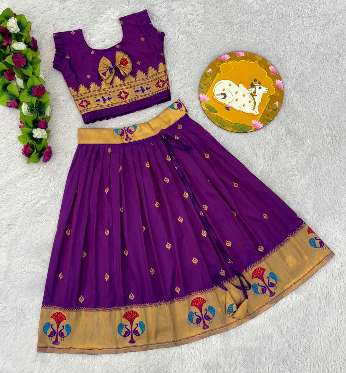 Ynf Paithani Silk RIN235 PAITHANI Kids Wear Wholesale Kids Lehenga Kids Traditional Outfits Kids Navratri Outfits Manufacturer- Kids Exports