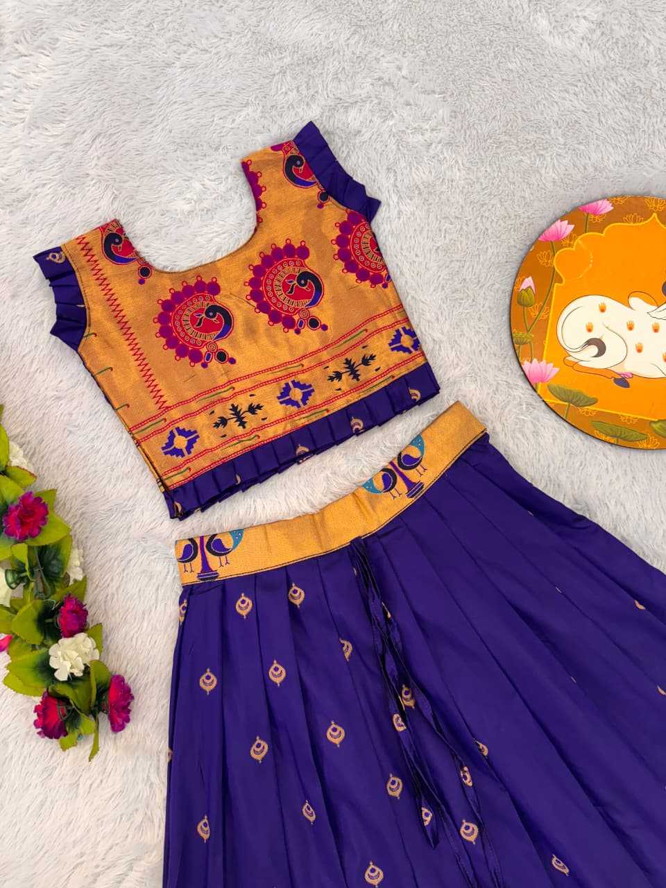 Ynf Paithani Silk RIN235 PAITHANI Kids Wear Wholesale Kids Lehenga Kids Traditional Outfits Kids Navratri Outfits Manufacturer- Kids Exports