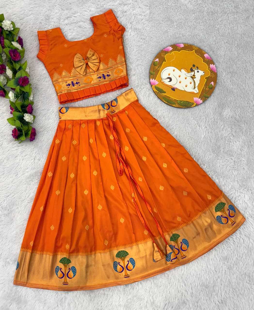 Ynf Paithani Silk RIN235 PAITHANI Kids Wear Wholesale Kids Lehenga Kids Traditional Outfits Kids Navratri Outfits Manufacturer- Kids Exports