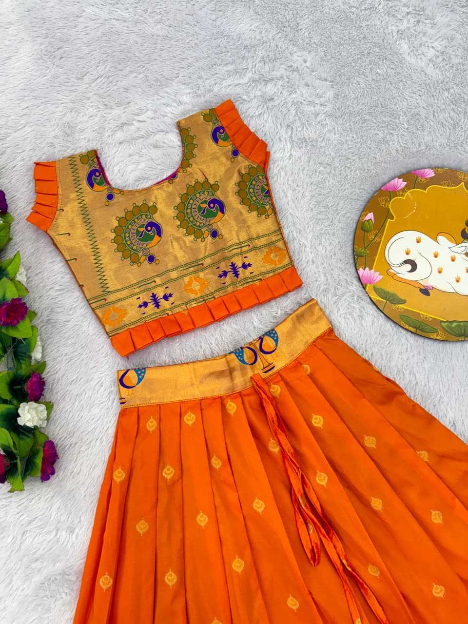 Ynf Paithani Silk RIN235 PAITHANI Kids Wear Wholesale Kids Lehenga Kids Traditional Outfits Kids Navratri Outfits Manufacturer- Kids Exports