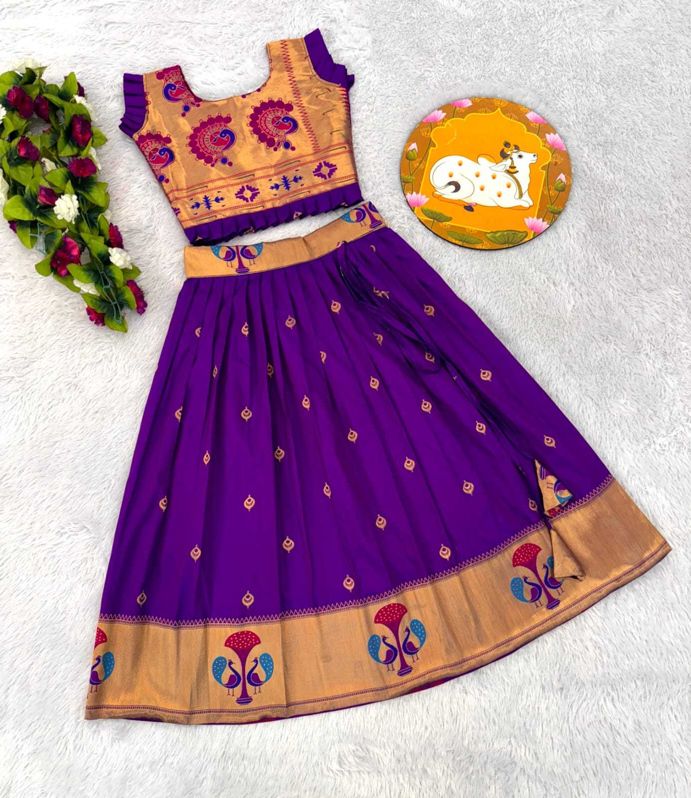 Ynf Paithani Silk RIN235 PAITHANI Kids Wear Wholesale Kids Lehenga Kids Traditional Outfits Kids Navratri Outfits Manufacturer- Kids Exports