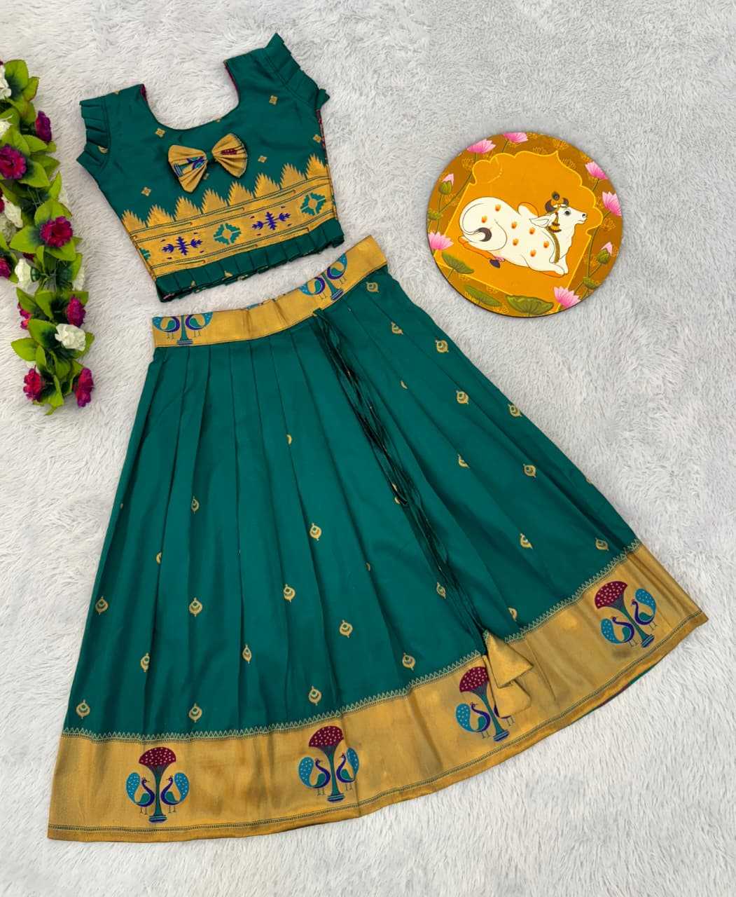 Ynf Paithani Silk RIN235 PAITHANI Kids Wear Wholesale Kids Lehenga Kids Traditional Outfits Kids Navratri Outfits Manufacturer- Kids Exports