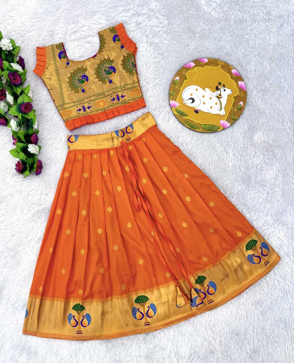 Ynf Paithani Silk RIN235 PAITHANI Kids Wear Wholesale Kids Lehenga Kids Traditional Outfits Kids Navratri Outfits Manufacturer- Kids Exports