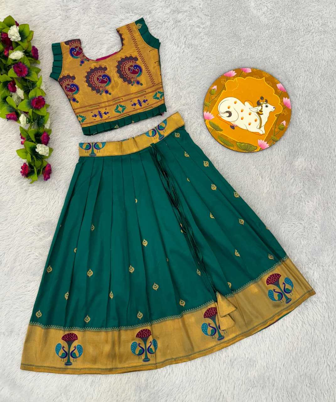 Ynf Paithani Silk RIN235 PAITHANI Kids Wear Wholesale Kids Lehenga Kids Traditional Outfits Kids Navratri Outfits Manufacturer- Kids Exports