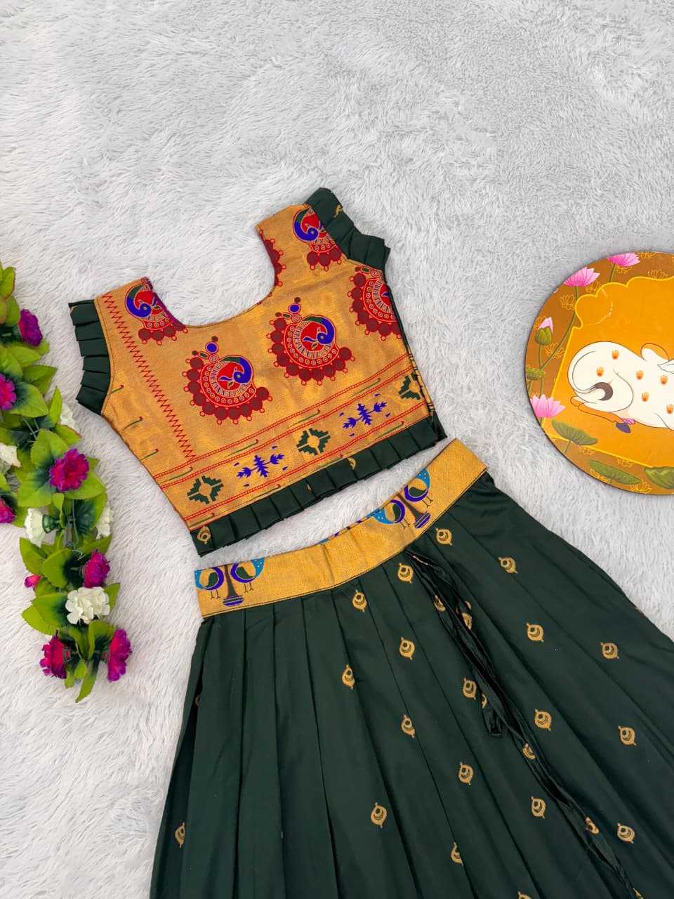 Ynf Paithani Silk RIN235 PAITHANI Kids Wear Wholesale Kids Lehenga Kids Traditional Outfits Kids Navratri Outfits Manufacturer- Kids Exports