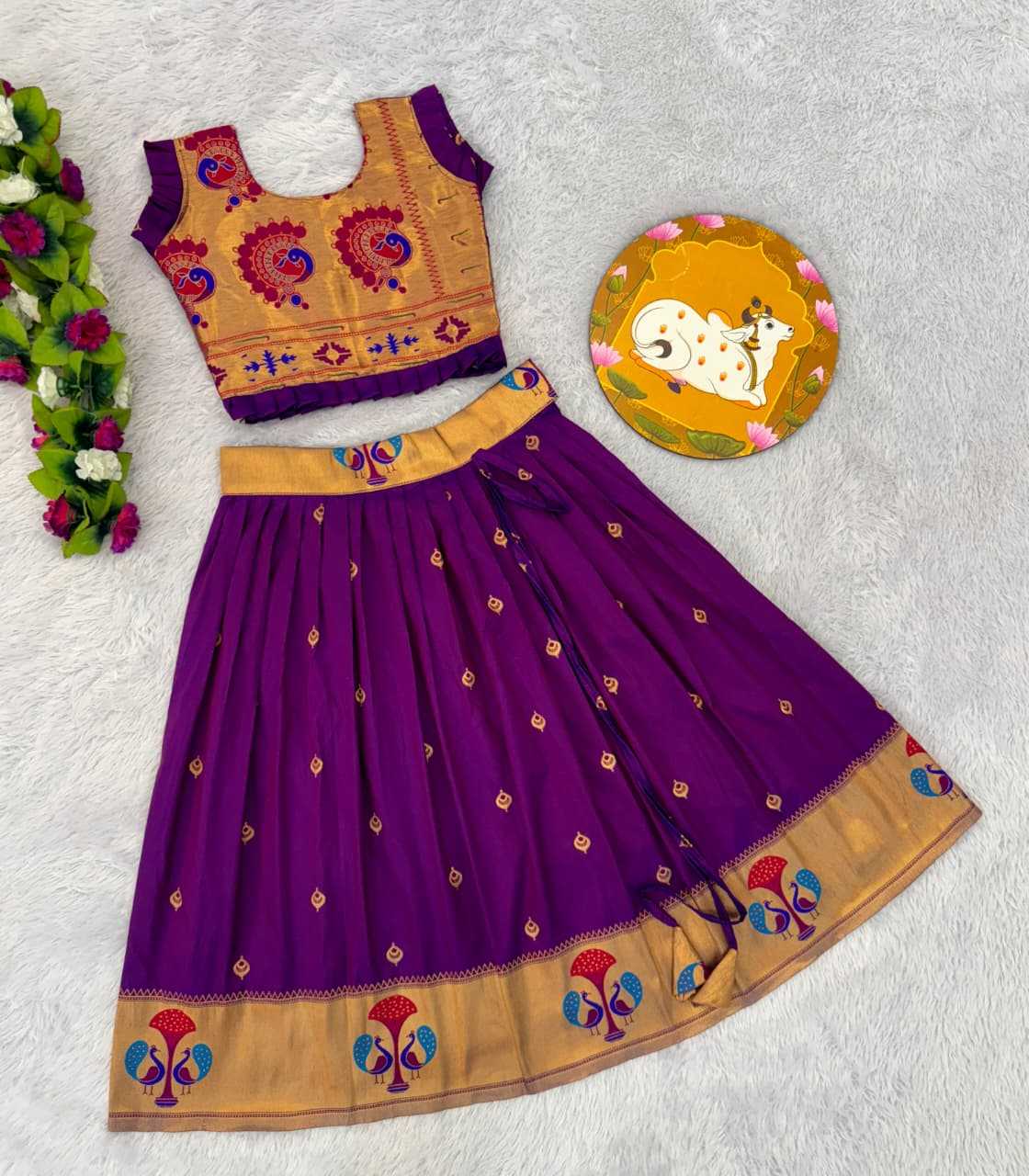 Ynf Paithani Silk RIN235 PAITHANI Kids Wear Wholesale Kids Lehenga Kids Traditional Outfits Kids Navratri Outfits Manufacturer- Kids Exports