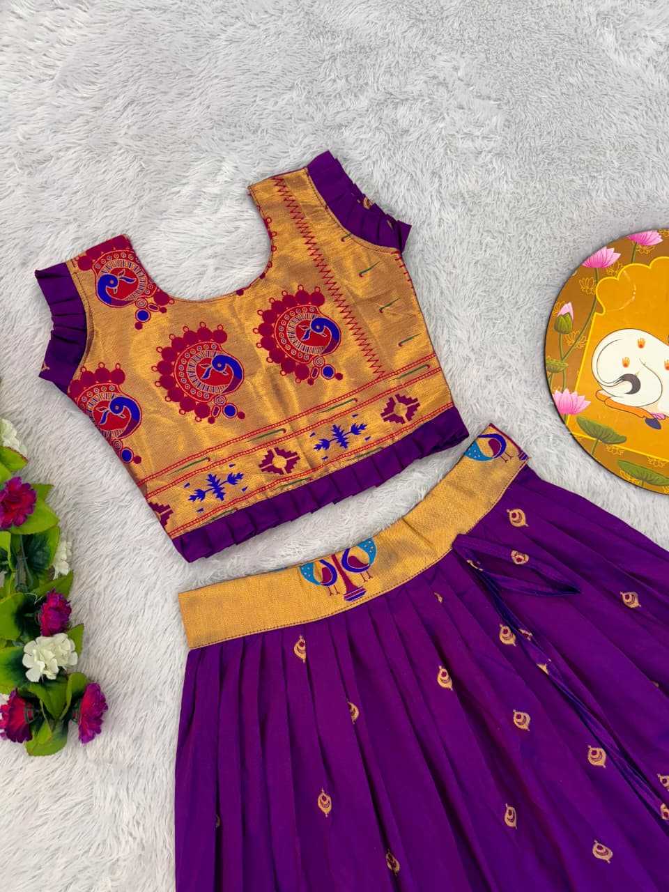 Ynf Paithani Silk RIN235 PAITHANI Kids Wear Wholesale Kids Lehenga Kids Traditional Outfits Kids Navratri Outfits Manufacturer- Kids Exports