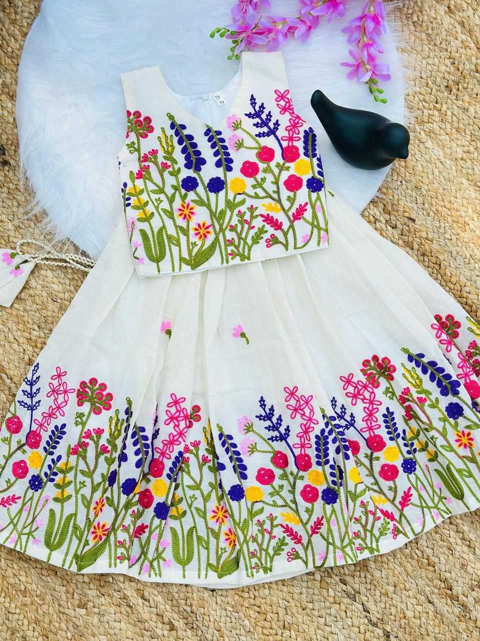 Ynf Pure Cotton RIN235 COTTONSKIRT Kids Wear Festive Collections Wholesale Ethnic Dresses For Kids Kids Festive Wear Kids Party Wear Ethnic Manufacturer- Kids Exports