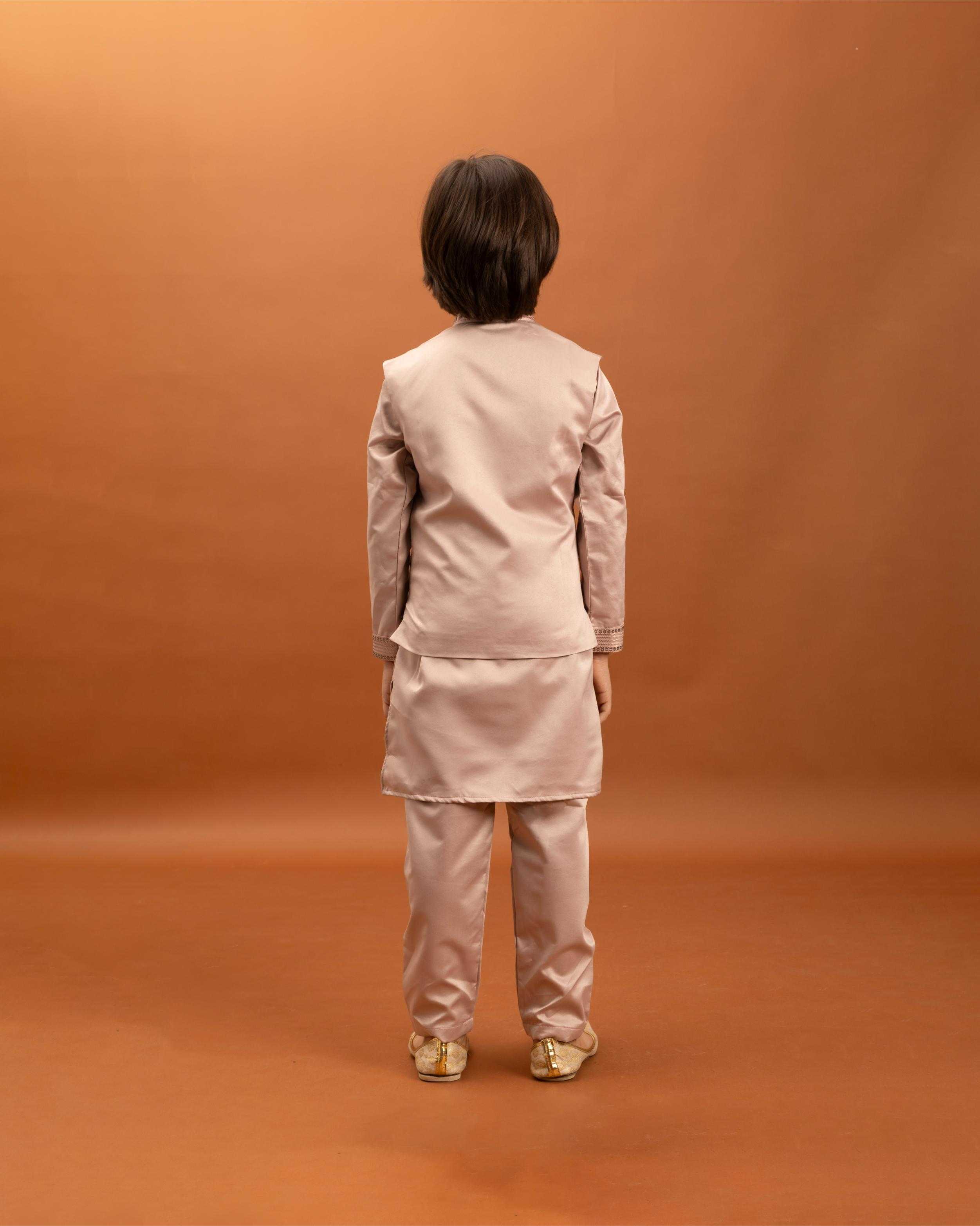 Ynf Satin RIN202 ETHNI KIDZ 91021 Kids Wear Wholesale Boys Kurta Pyjama Kids Kurta Pajama Baby Boy Kurta Set Manufacturer- Kids Exports