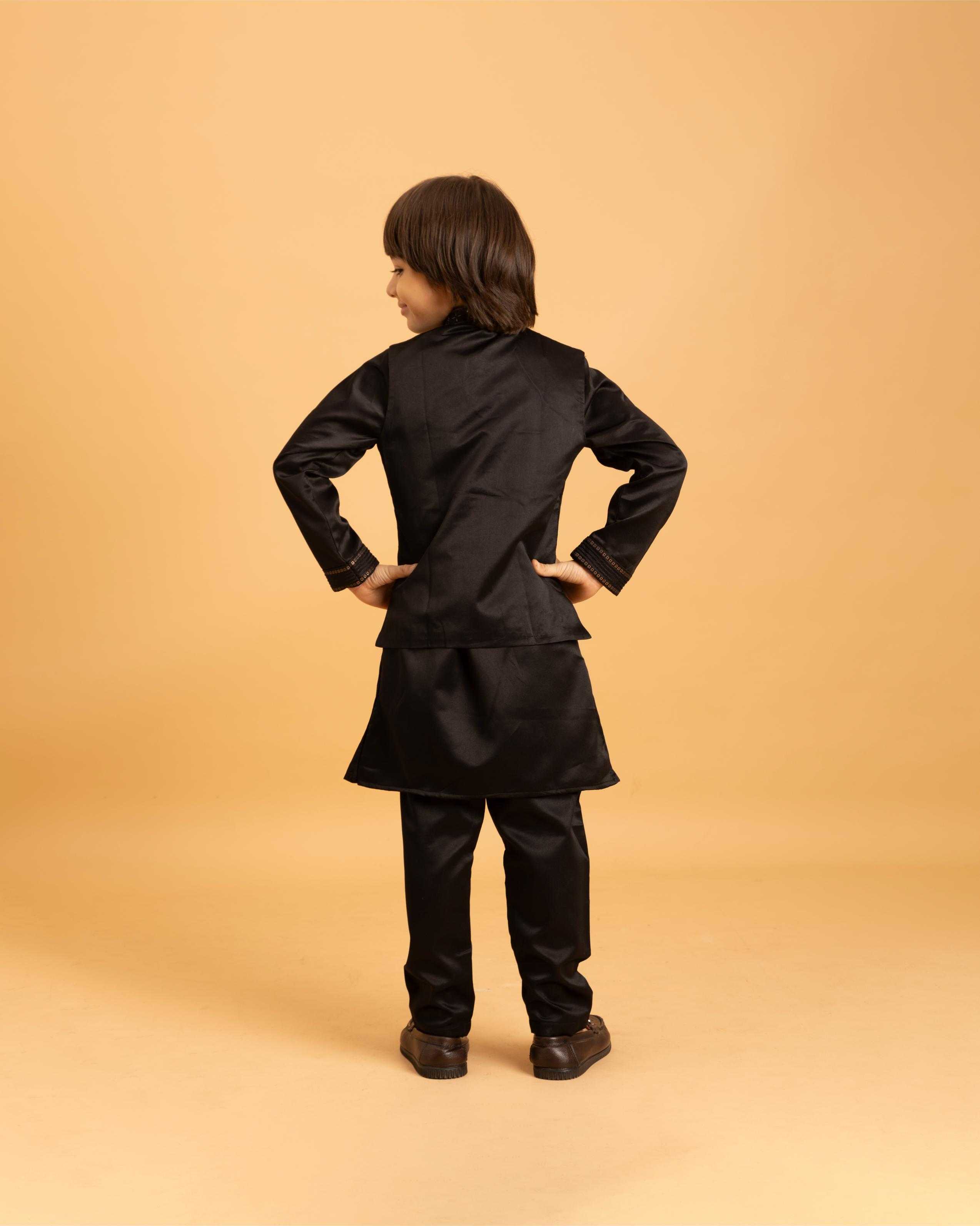 Ynf Satin RIN202 ETHNI KIDZ 91021 Kids Wear Wholesale Boys Kurta Pyjama Kids Kurta Pajama Baby Boy Kurta Set Manufacturer- Kids Exports