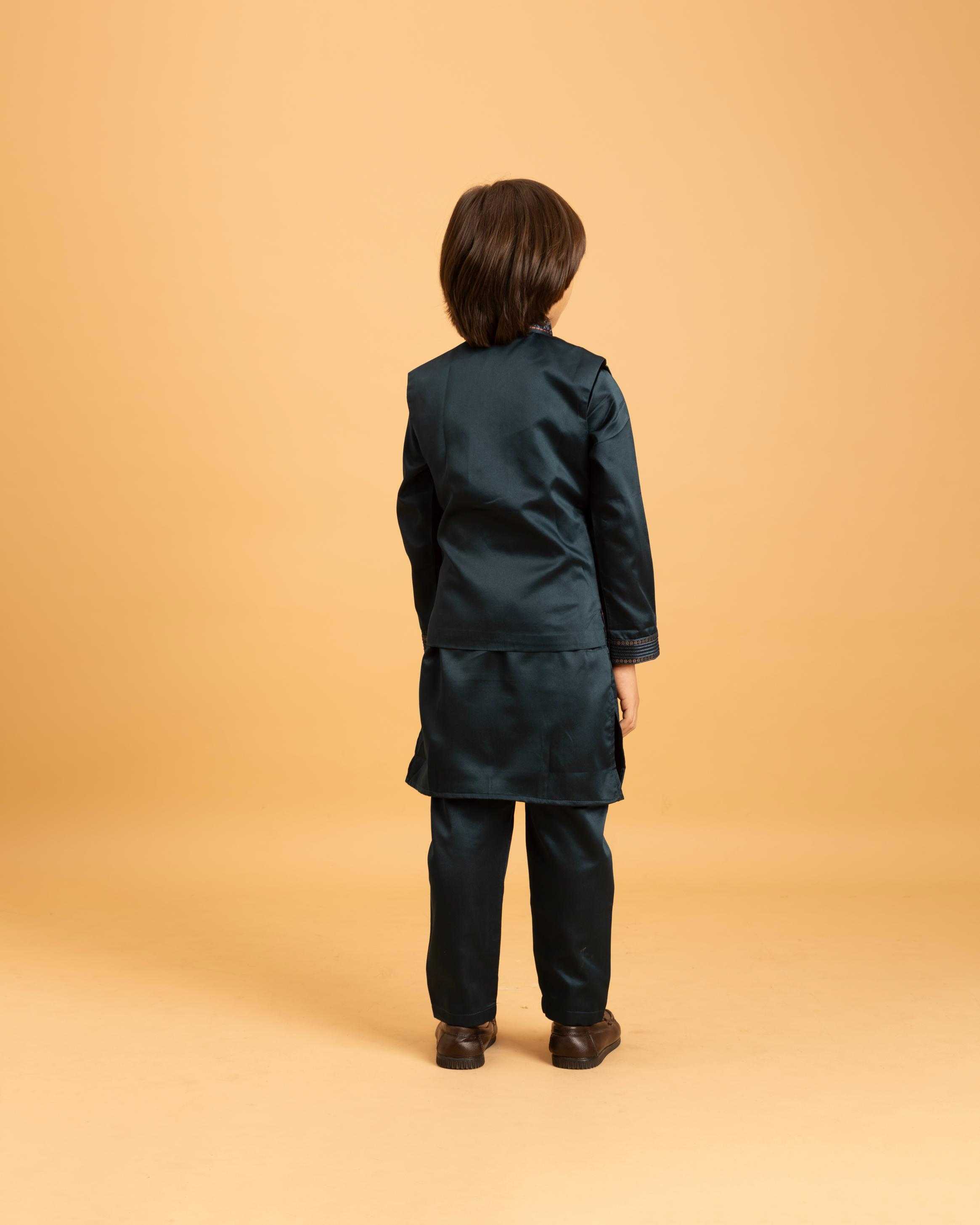 Ynf Satin RIN202 ETHNI KIDZ 91021 Kids Wear Wholesale Boys Kurta Pyjama Kids Kurta Pajama Baby Boy Kurta Set Manufacturer- Kids Exports