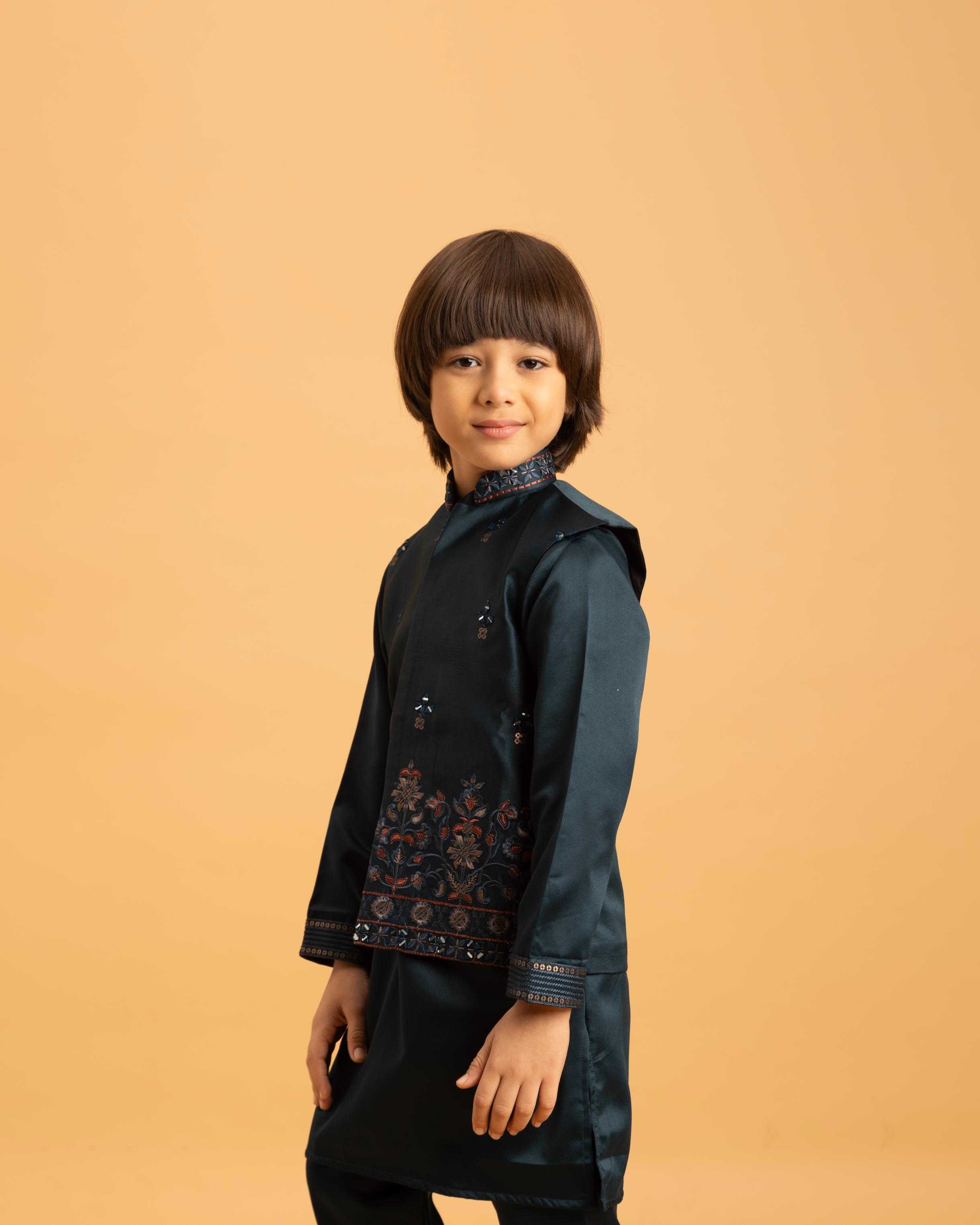 Ynf Satin RIN202 ETHNI KIDZ Kids Wear Wholesale Boys Kurta Pyjama Kids Kurta Pajama Baby Boy Kurta Set Manufacturer- Kids Exports