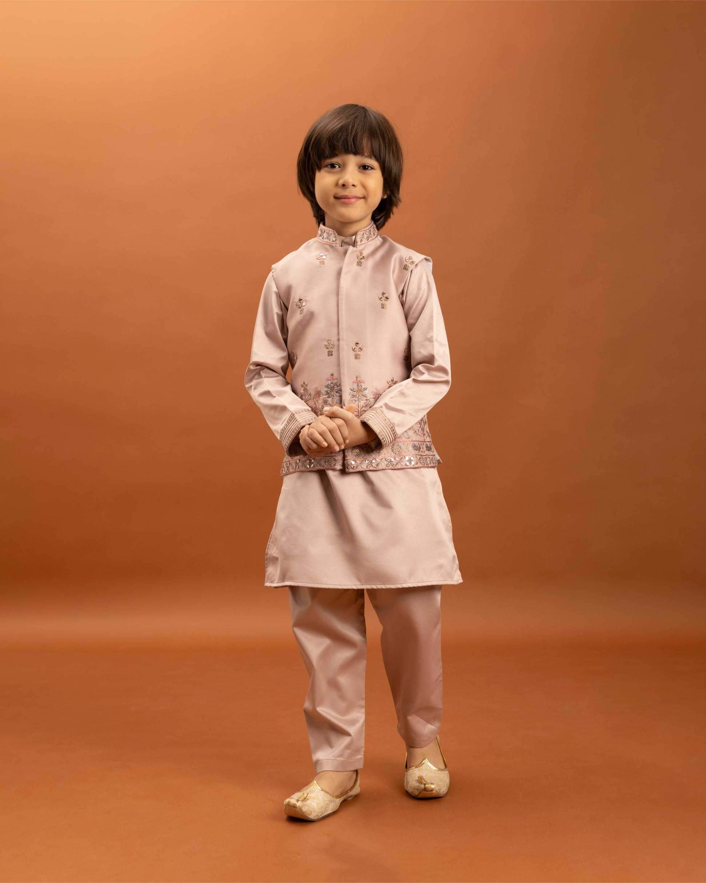Ynf Satin RIN202 ETHNI KIDZ Kids Wear Wholesale Boys Kurta Pyjama Kids Kurta Pajama Baby Boy Kurta Set Manufacturer- Kids Exports