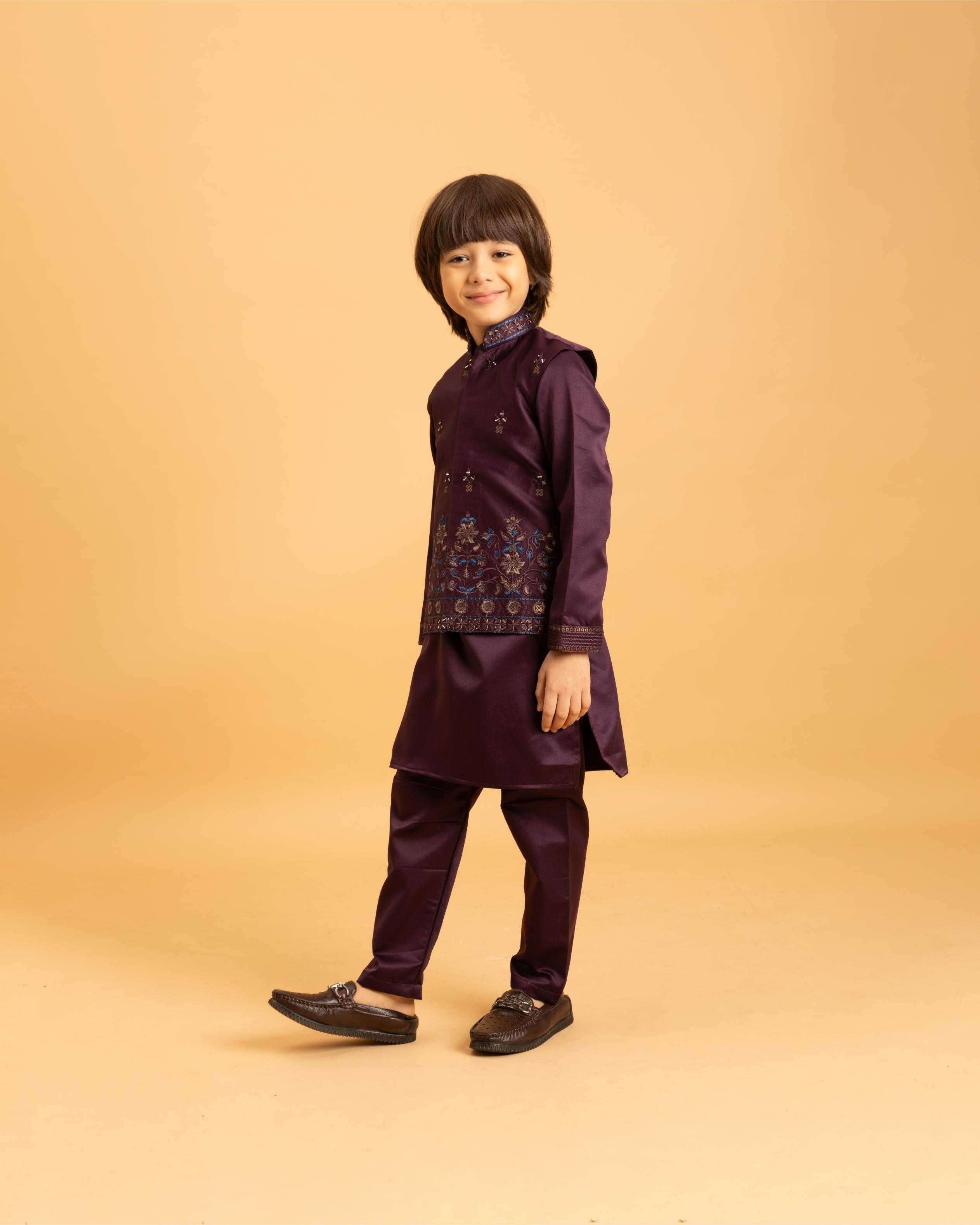 Ynf Satin RIN202 ETHNI KIDZ Kids Wear Wholesale Boys Kurta Pyjama Kids Kurta Pajama Baby Boy Kurta Set Manufacturer- Kids Exports