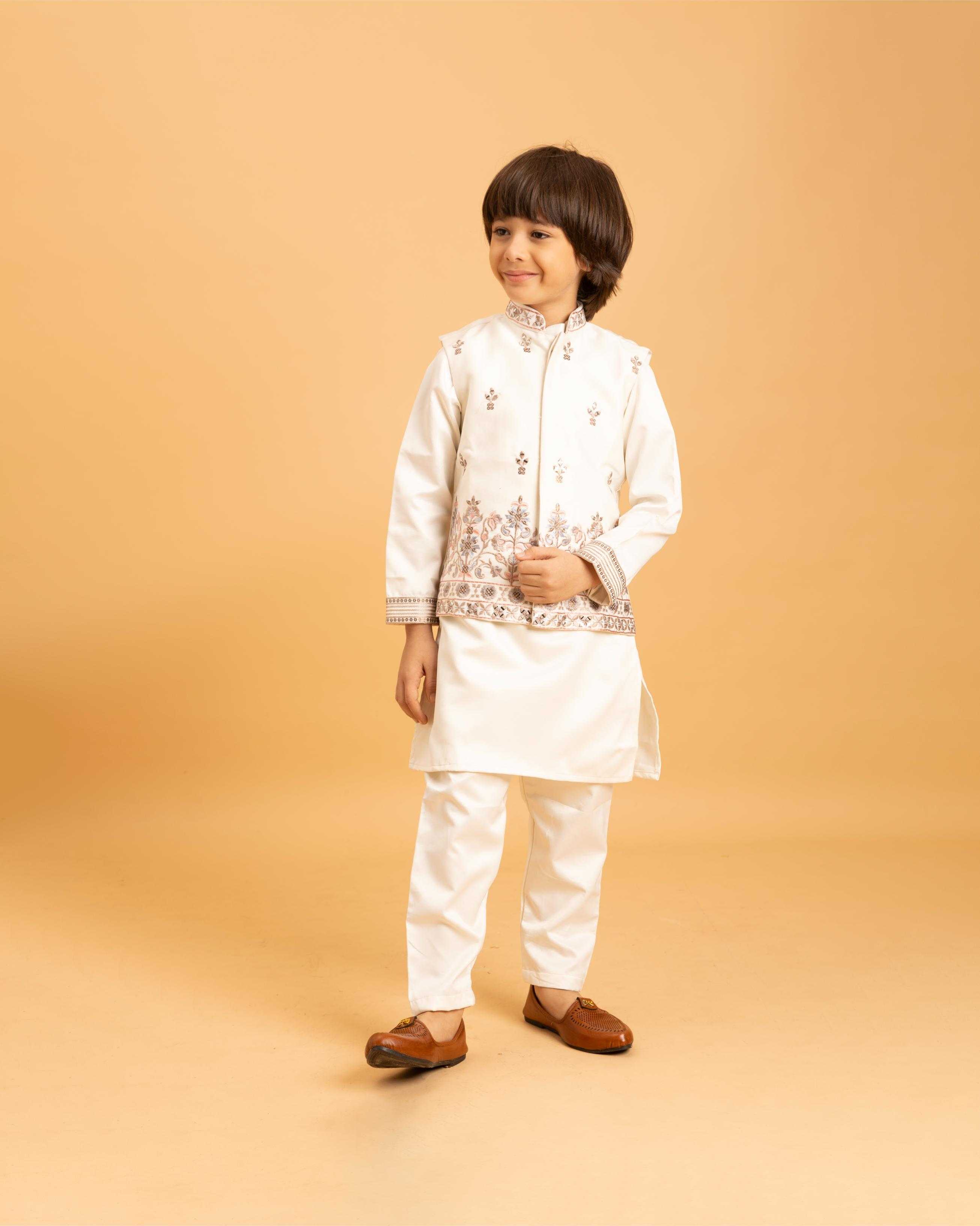 Ynf Satin RIN202 ETHNI KIDZ Kids Wear Wholesale Boys Kurta Pyjama Kids Kurta Pajama Baby Boy Kurta Set Manufacturer- Kids Exports