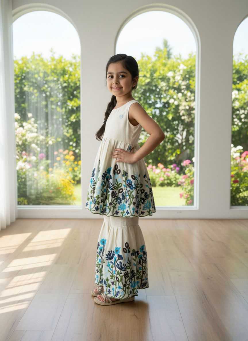 Ynf Soft Cotton RIN235 BHAVYA Kids Wear Festive Collections Wholesale Kids Sharara Girls Cotton Frocks Kids Festive Wear Manufacturer- Kids Exports