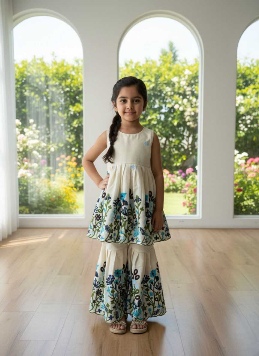 Ynf Soft Cotton RIN235 BHAVYA Kids Wear Festive Collections Wholesale Kids Sharara Girls Cotton Frocks Kids Festive Wear Manufacturer- Kids Exports