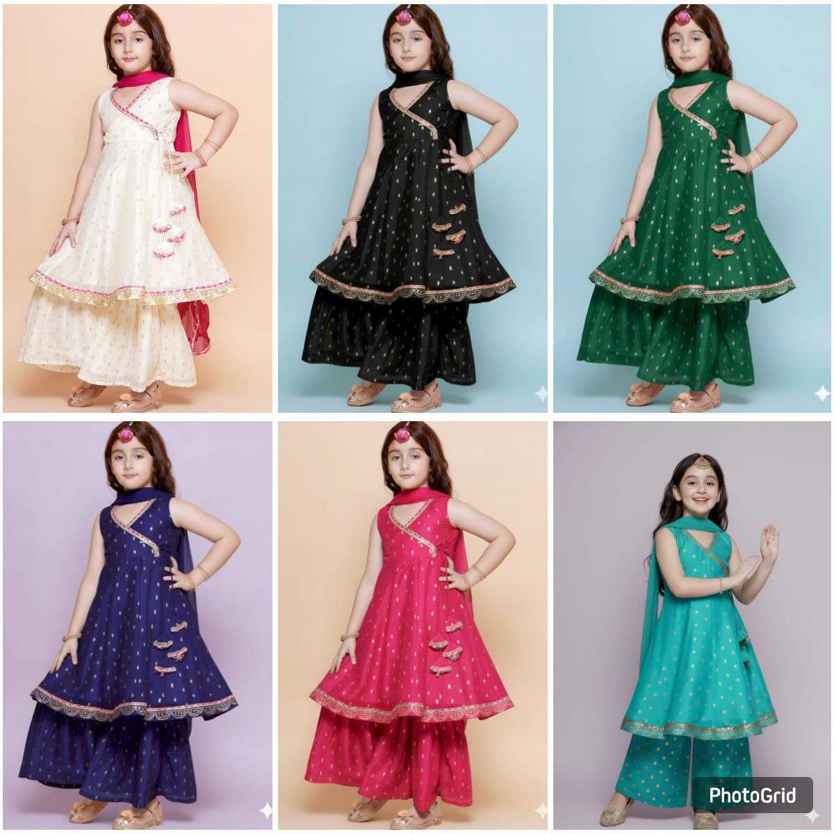 Ynf Chanderi Silk KESH642 08 Kids Wear Wholesale Kids Sharara Kids Traditional Outfits Kids Wedding Outfits Manufacturer- Kids Exports