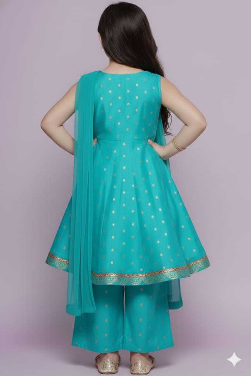 Ynf Chanderi Silk KESH642 08 Kids Wear Wholesale Kids Sharara Kids Traditional Outfits Kids Wedding Outfits Manufacturer- Kids Exports