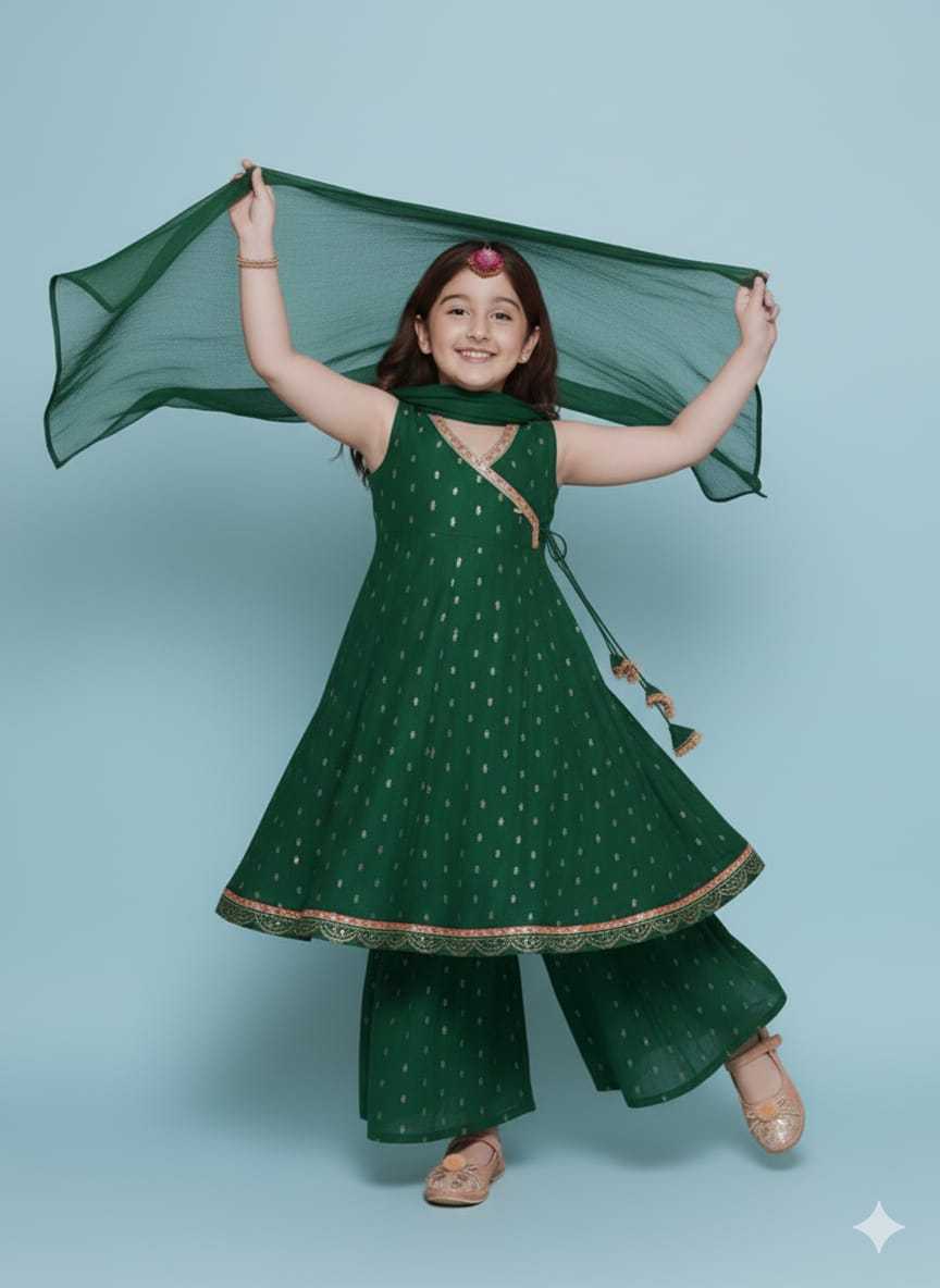 Ynf Chanderi Silk KESH642 08 Kids Wear Wholesale Kids Sharara Kids Traditional Outfits Kids Wedding Outfits Manufacturer- Kids Exports
