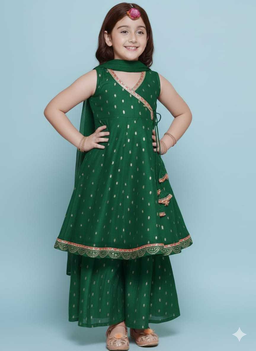 Ynf Chanderi Silk KESH642 08 Kids Wear Wholesale Kids Sharara Kids Traditional Outfits Kids Wedding Outfits Manufacturer- Kids Exports