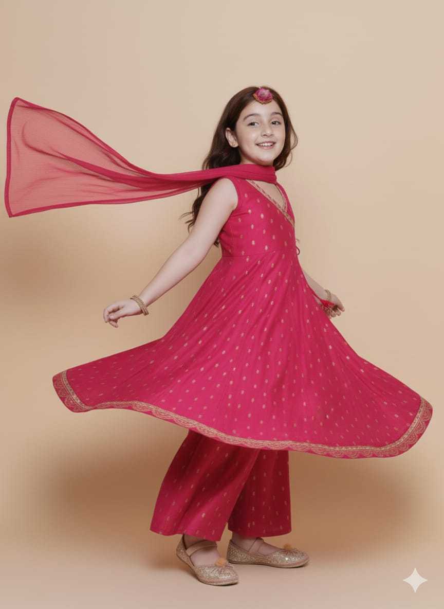 Ynf Chanderi Silk KESH642 08 Kids Wear Wholesale Kids Sharara Kids Traditional Outfits Kids Wedding Outfits Manufacturer- Kids Exports