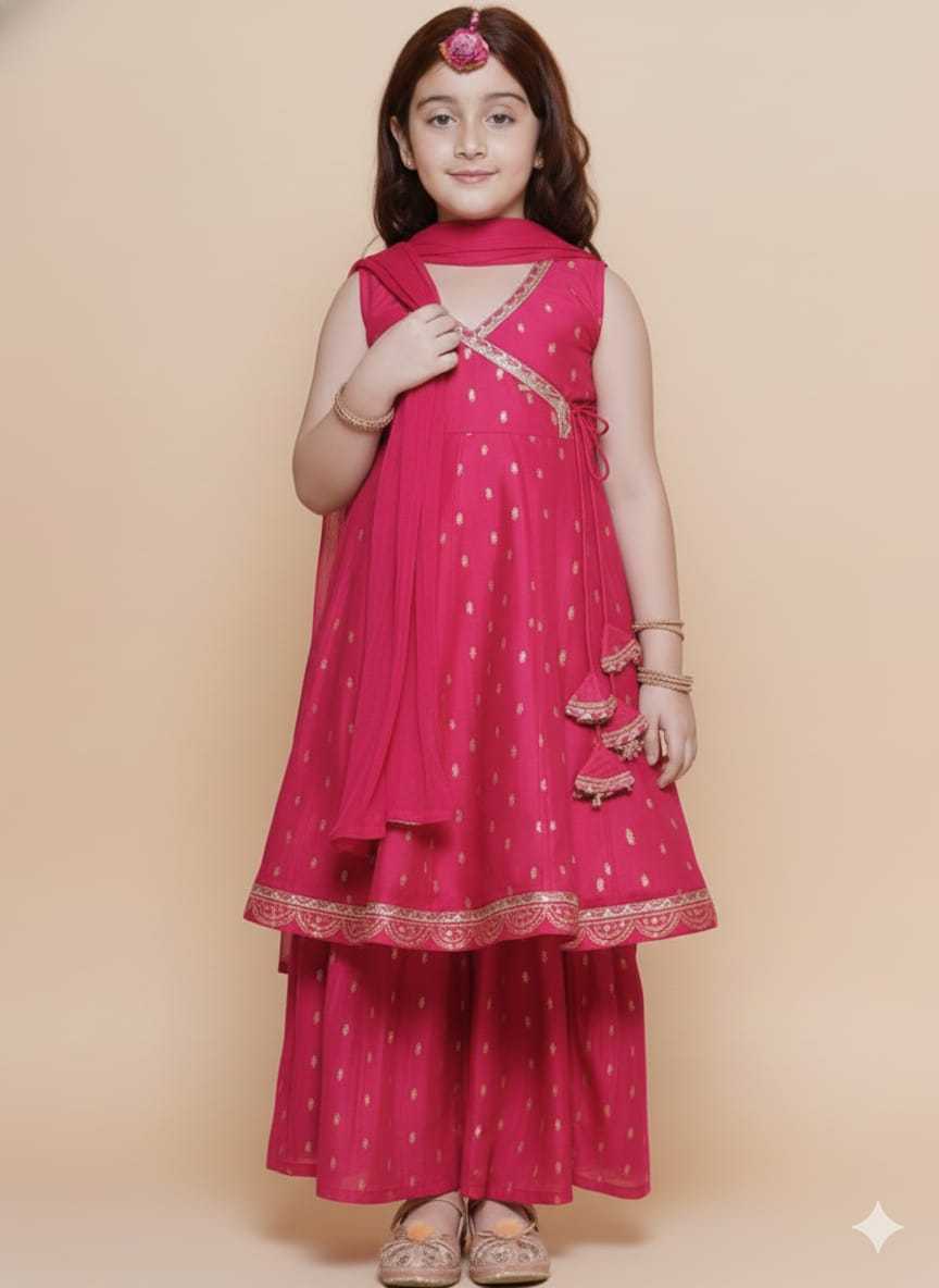 Ynf Chanderi Silk KESH642 08 Kids Wear Wholesale Kids Sharara Kids Traditional Outfits Kids Wedding Outfits Manufacturer- Kids Exports