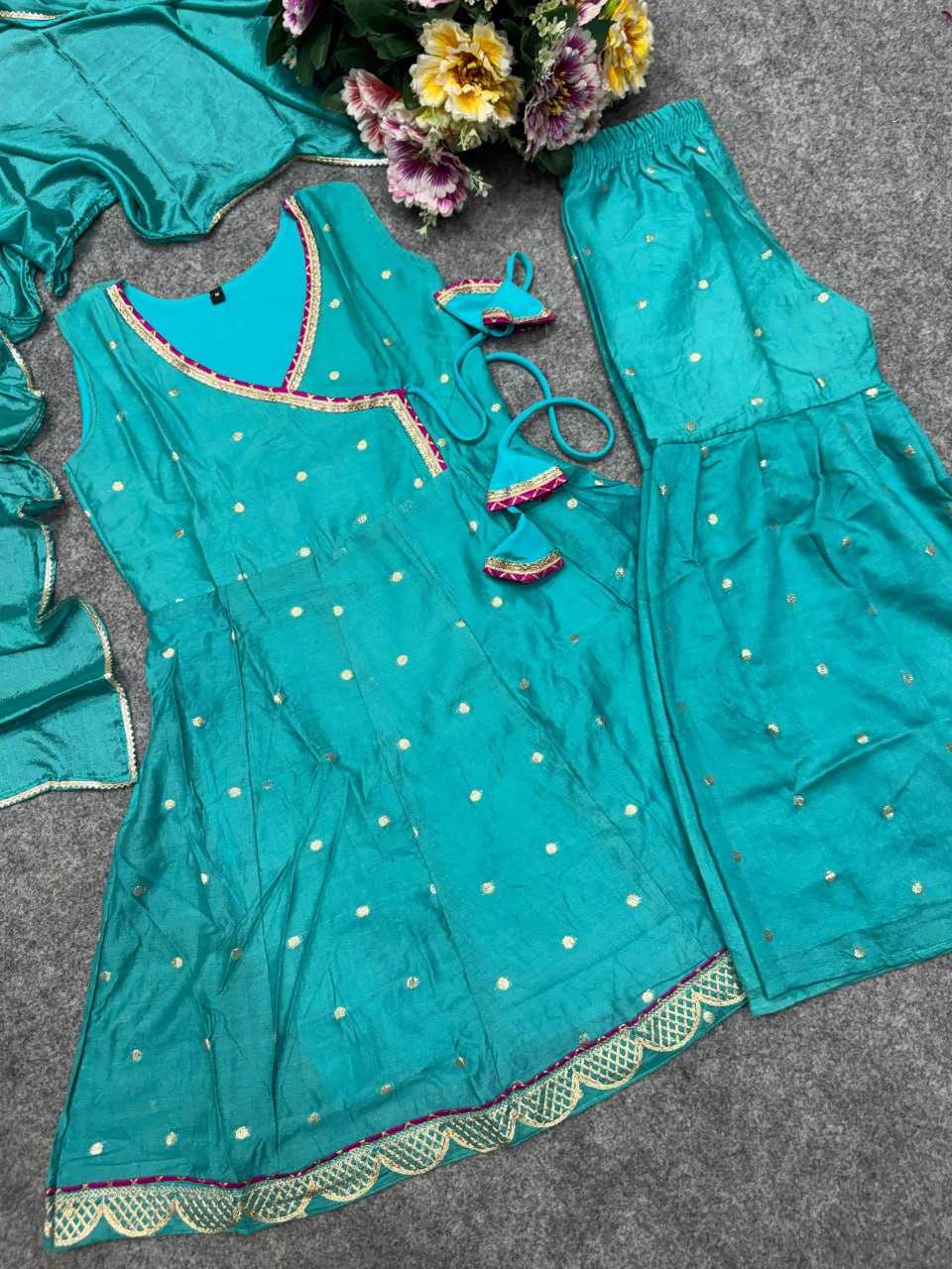 Ynf Chanderi Silk KESH642 08 Kids Wear Wholesale Kids Sharara Kids Traditional Outfits Kids Wedding Outfits Manufacturer- Kids Exports