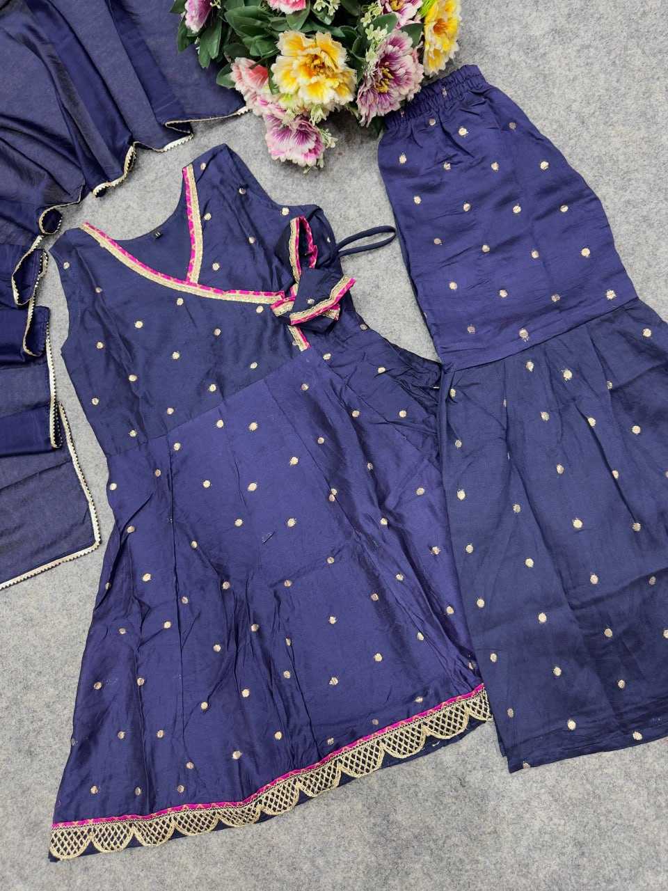 Ynf Chanderi Silk KESH642 08 Kids Wear Wholesale Kids Sharara Kids Traditional Outfits Kids Wedding Outfits Manufacturer- Kids Exports