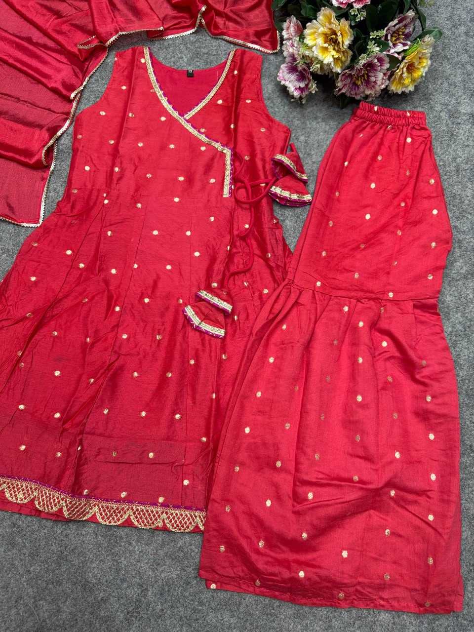 Ynf Chanderi Silk KESH642 08 Kids Wear Wholesale Kids Sharara Kids Traditional Outfits Kids Wedding Outfits Manufacturer- Kids Exports