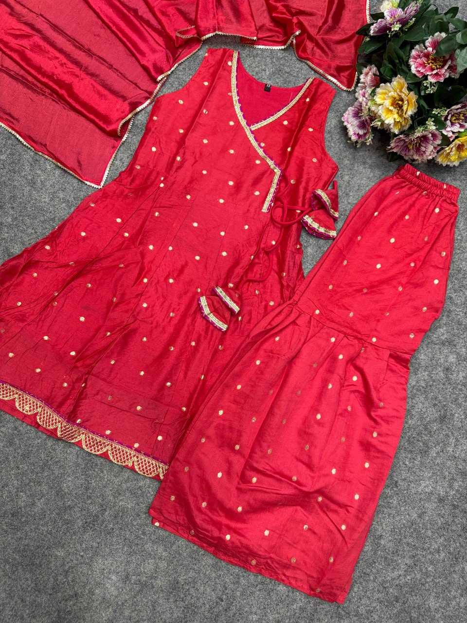 Ynf Chanderi Silk KESH642 08 Kids Wear Wholesale Kids Sharara Kids Traditional Outfits Kids Wedding Outfits Manufacturer- Kids Exports