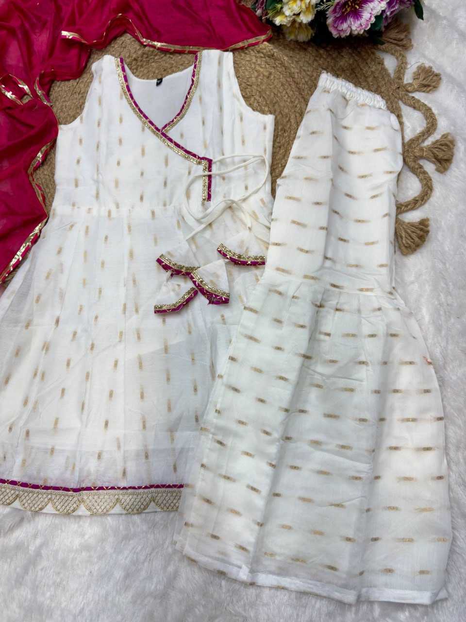 Ynf Chanderi Silk KESH642 08 Kids Wear Wholesale Kids Sharara Kids Traditional Outfits Kids Wedding Outfits Manufacturer- Kids Exports