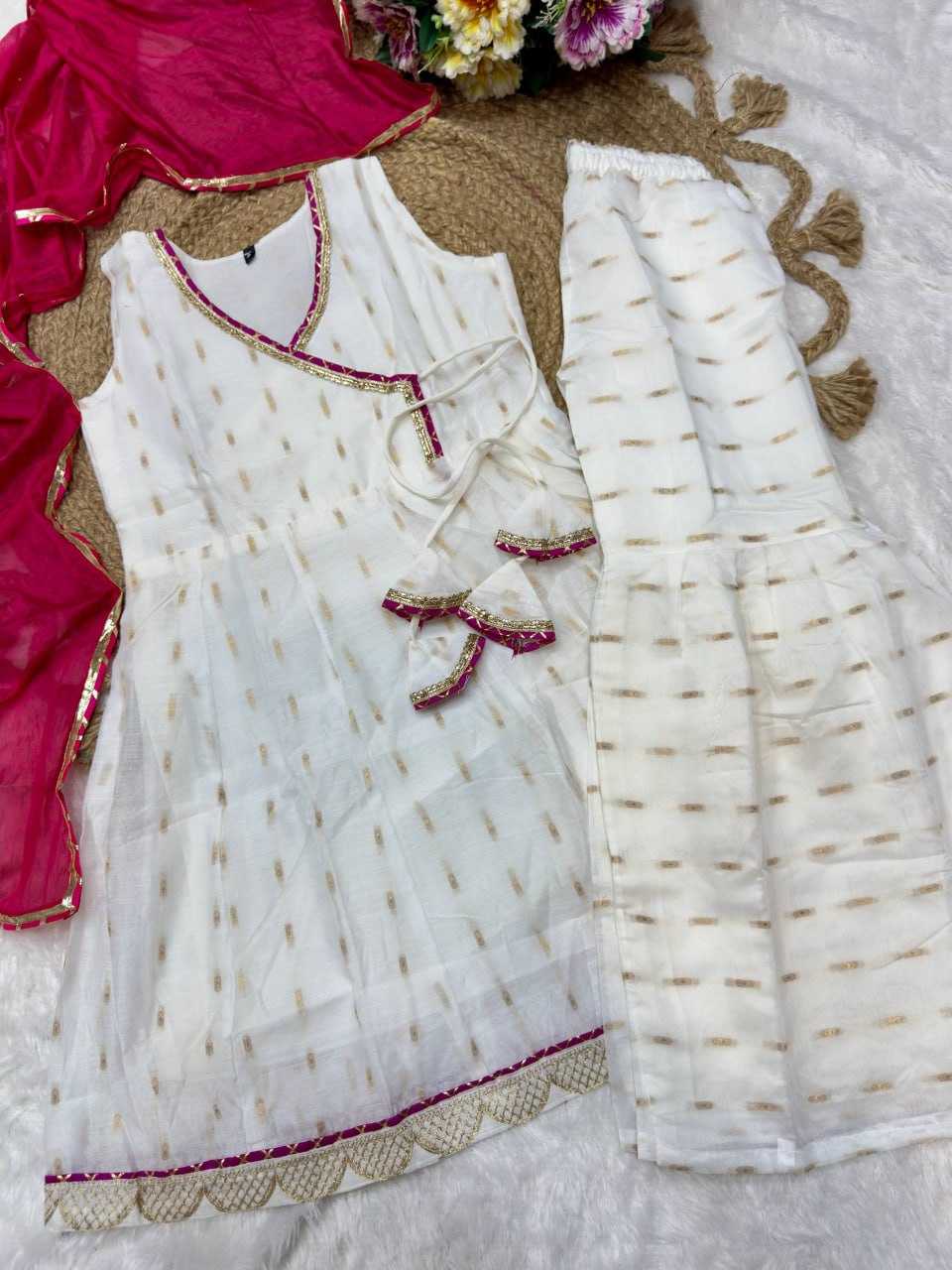 Ynf Chanderi Silk KESH642 SHARARA Kids Wear Festive Collections Wholesale Kids Sharara Kids Festive Wear Kids Wedding Outfits Manufacturer- Kids Exports
