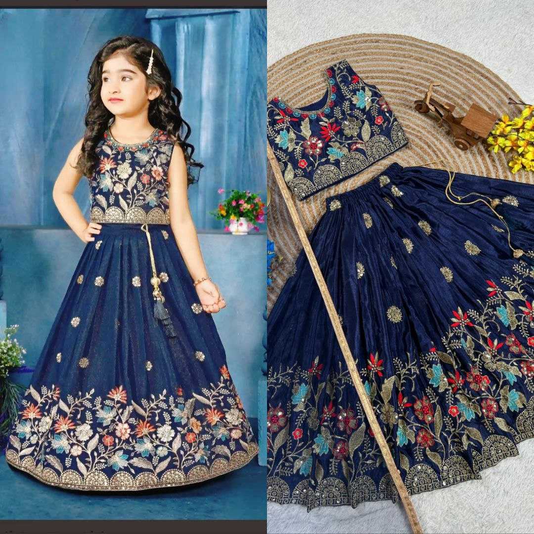 Ynf Chinon KESH167 ZARINA Kids Wear Wholesale Kids Lehenga Embroidered Frock Kids Designer Frock Manufacturer- Kids Exports