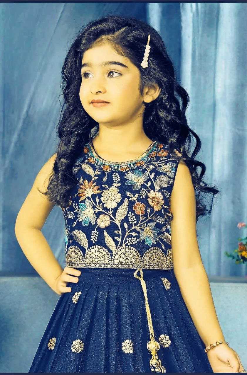 Ynf Chinon KESH167 ZARINA Kids Wear Wholesale Kids Lehenga Embroidered Frock Kids Designer Frock Manufacturer- Kids Exports
