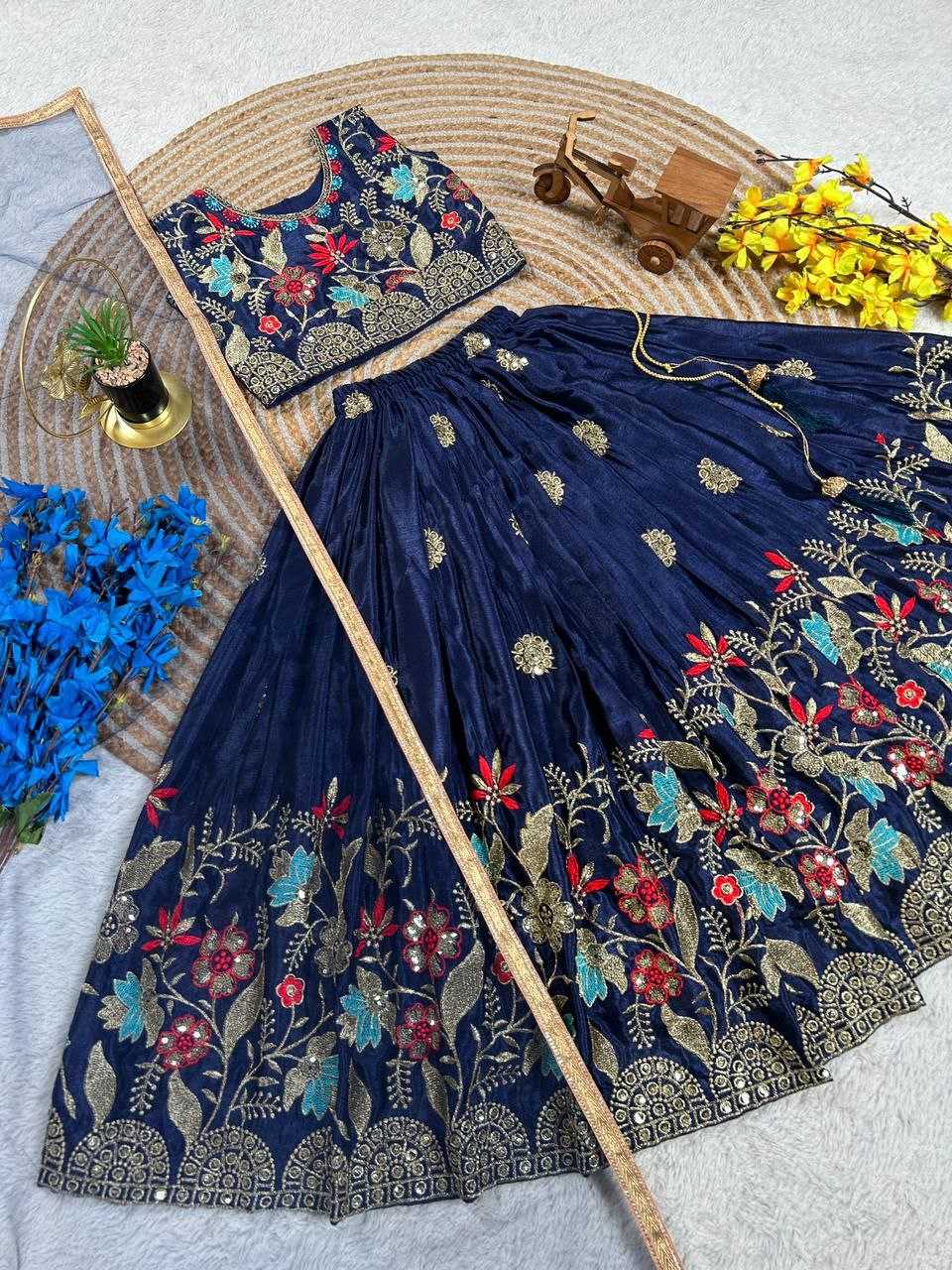 Ynf Chinon KESH167 ZARINA Kids Wear Wholesale Kids Lehenga Embroidered Frock Kids Designer Frock Manufacturer- Kids Exports