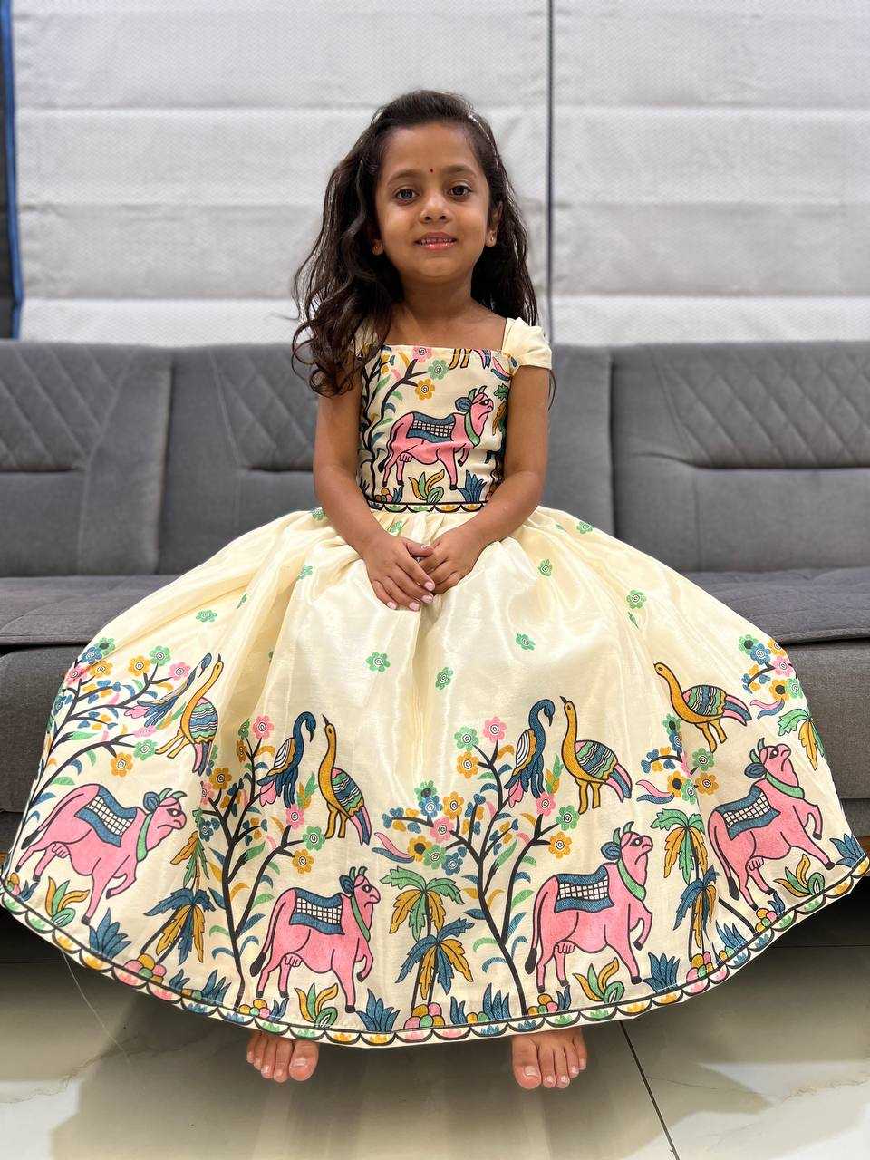 Ynf Chinon KESH642 046 Kids Wear Wholesale Kids Gown Ethnic Dresses For Kids Kids Ethnic Gowns Manufacturer- Kids Exports