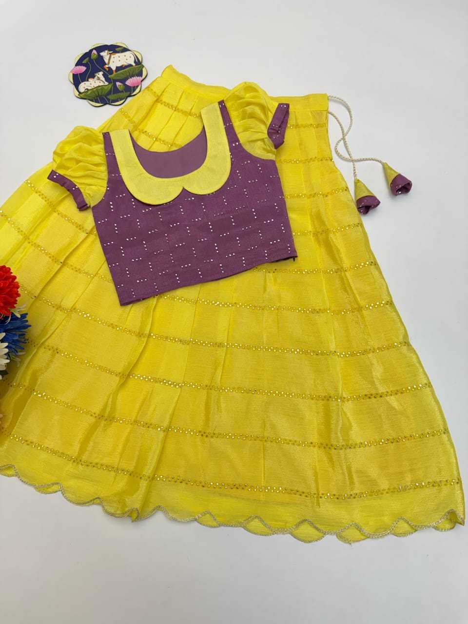 Ynf Chinon RIN235 Mukiesh Kids Wear Wholesale Kids Lehenga Girls Cotton Frocks Kids Designer Frock Manufacturer- Kids Exports
