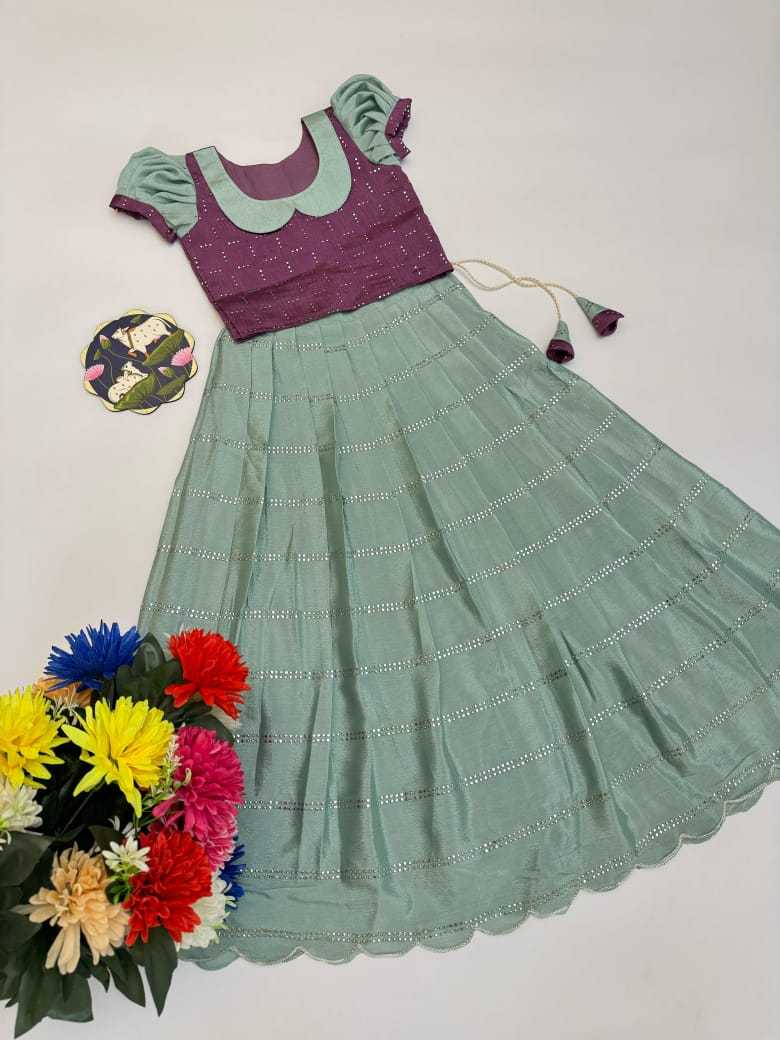 Ynf Chinon RIN235 Mukiesh Kids Wear Wholesale Kids Lehenga Girls Cotton Frocks Kids Designer Frock Manufacturer- Kids Exports