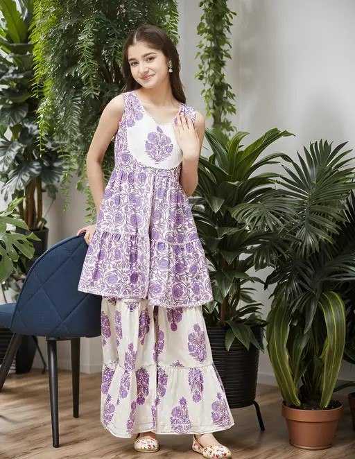 Ynf Cotton KESH642 011 Kids Wear Wholesale Kids Sharara Girls Kurti Kids Party Wear Ethnic Manufacturer- Kids Exports