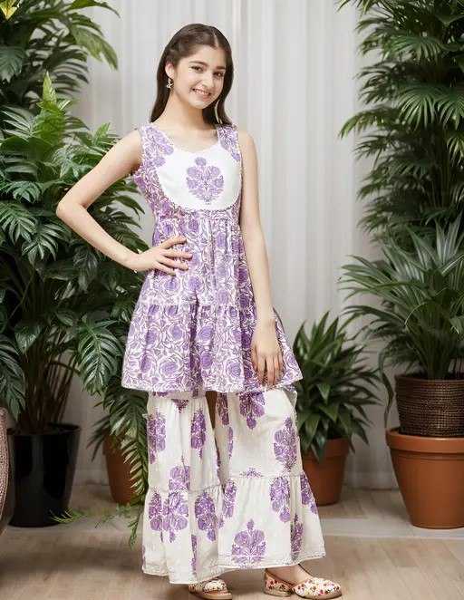 Ynf Cotton KESH642 011 Kids Wear Wholesale Kids Sharara Girls Kurti Kids Party Wear Ethnic Manufacturer- Kids Exports