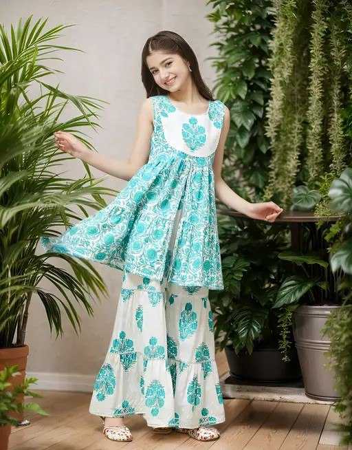 Ynf Cotton KESH642 011 Kids Wear Wholesale Kids Sharara Girls Kurti Kids Party Wear Ethnic Manufacturer- Kids Exports