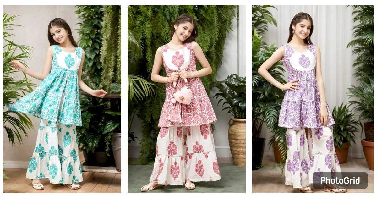 Ynf Cotton KESH642 011 Kids Wear Wholesale Kids Sharara Girls Kurti Kids Party Wear Ethnic Manufacturer- Kids Exports