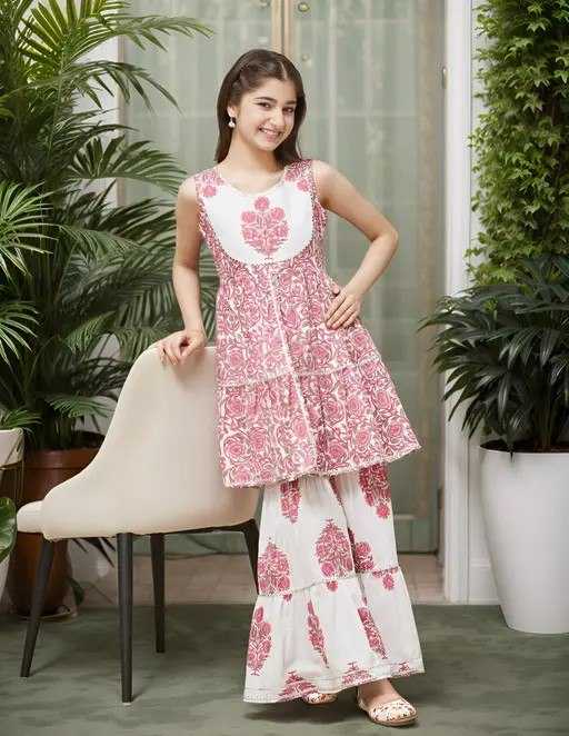 Ynf Cotton KESH642 011 Kids Wear Wholesale Kids Sharara Girls Kurti Kids Party Wear Ethnic Manufacturer- Kids Exports