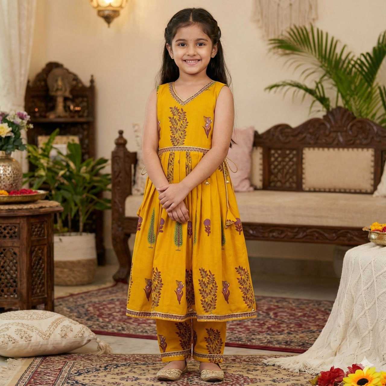 Ynf Cotton KESH642 017 Kids Wear Festive Collections Wholesale Girls Cotton Frocks Kids Festive Wear Kids Party Wear Ethnic Manufacturer- Kids Exports